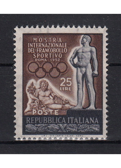 1952 Mostra Internazionale del Francobollo Sportivo a Roma Perfetto non Linguellato 1 Val Sassone 684